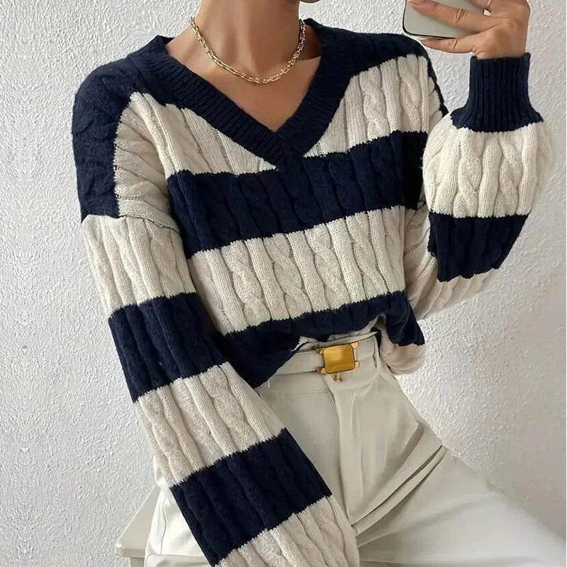Grace Damen-Strickpullover mit Streifen