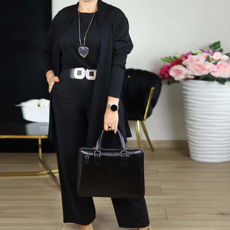 Elena – Elegantes Damen-Set mit 3 Teilen (Cardigan, Oberteil und Hose)