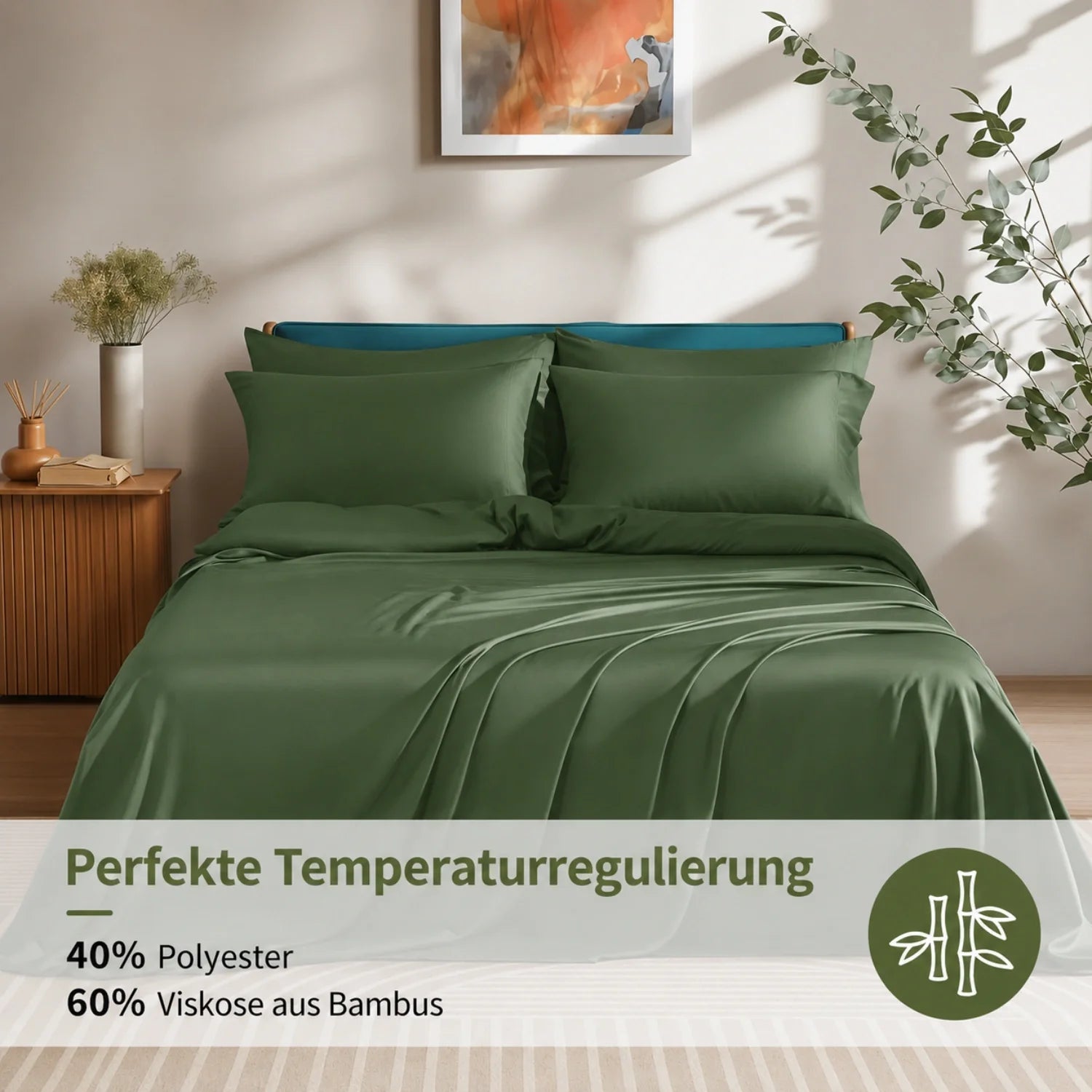 Bambus-Kühlbettwäsche-Set 4 Teile