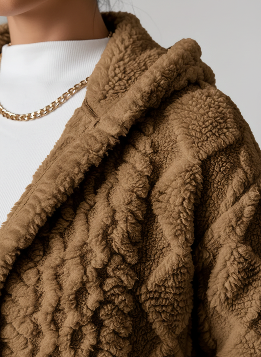 Fleece-Cardigan für Damen mit Kapuze – Louise