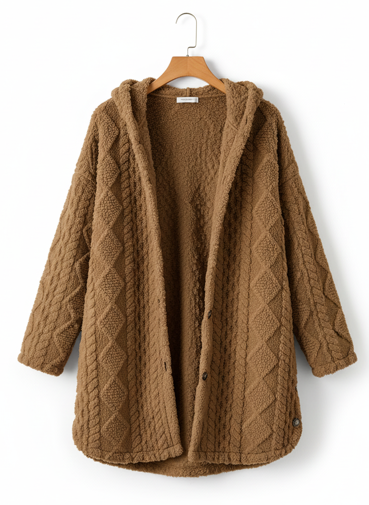 Fleece-Cardigan für Damen mit Kapuze – Louise