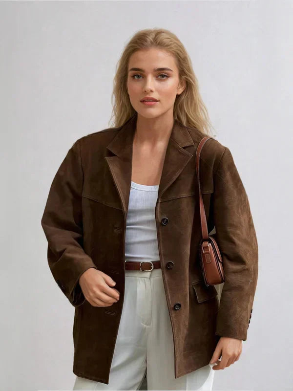 Natalie Damen Klassische Wildlederjacke