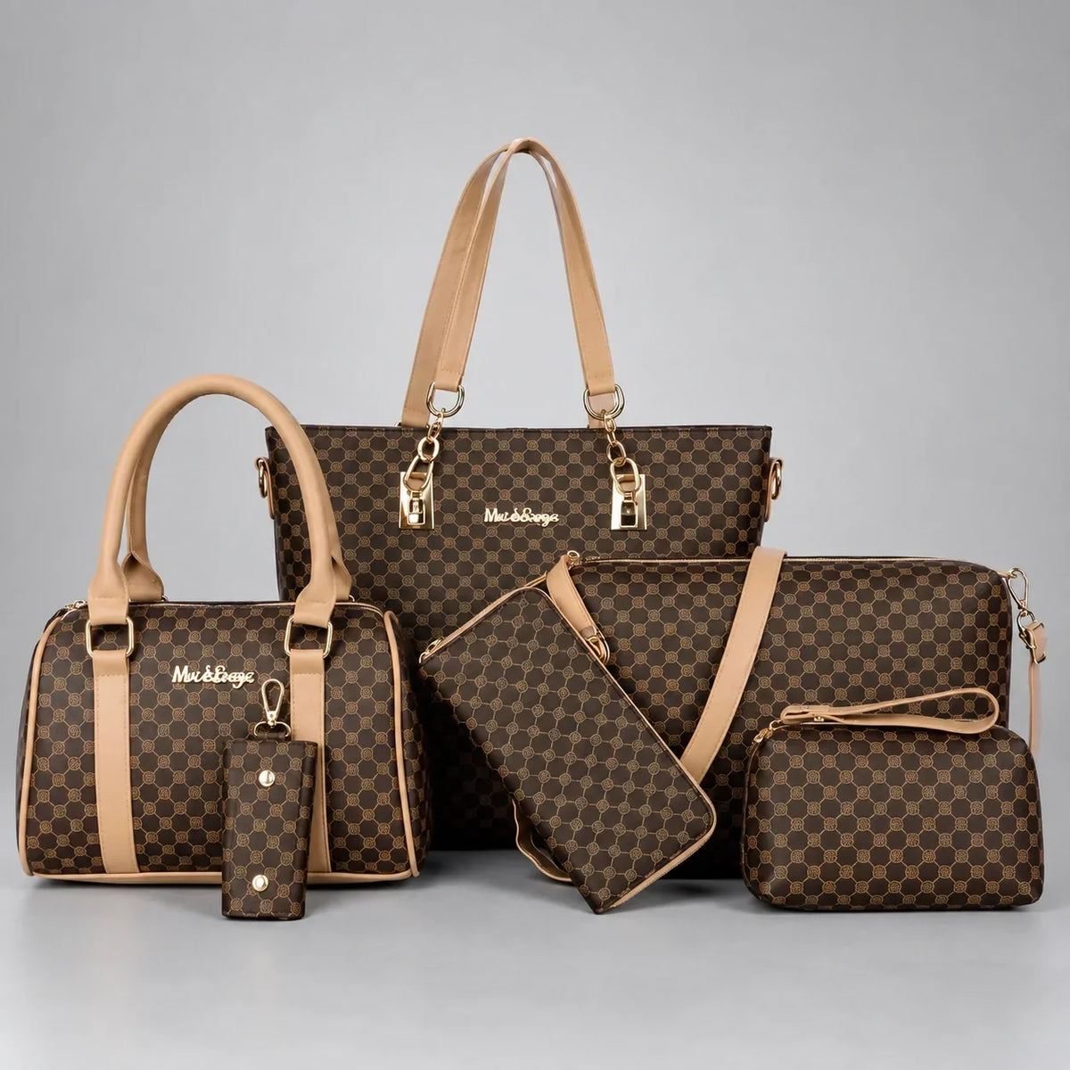 Bohème | 6-teiliges Damen-Handtaschen-Set – Shopper, Handtasche, Clutch, Umhängetasche, Geldbörse & Schlüsseletui