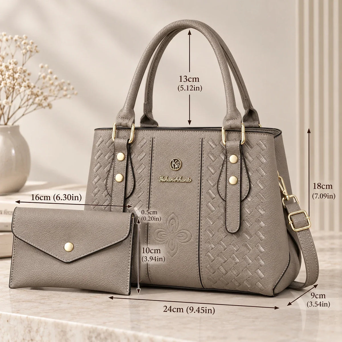 Kenze | 2-teiliges Damen-Handtaschen-Set – Shopper & Geldbörse