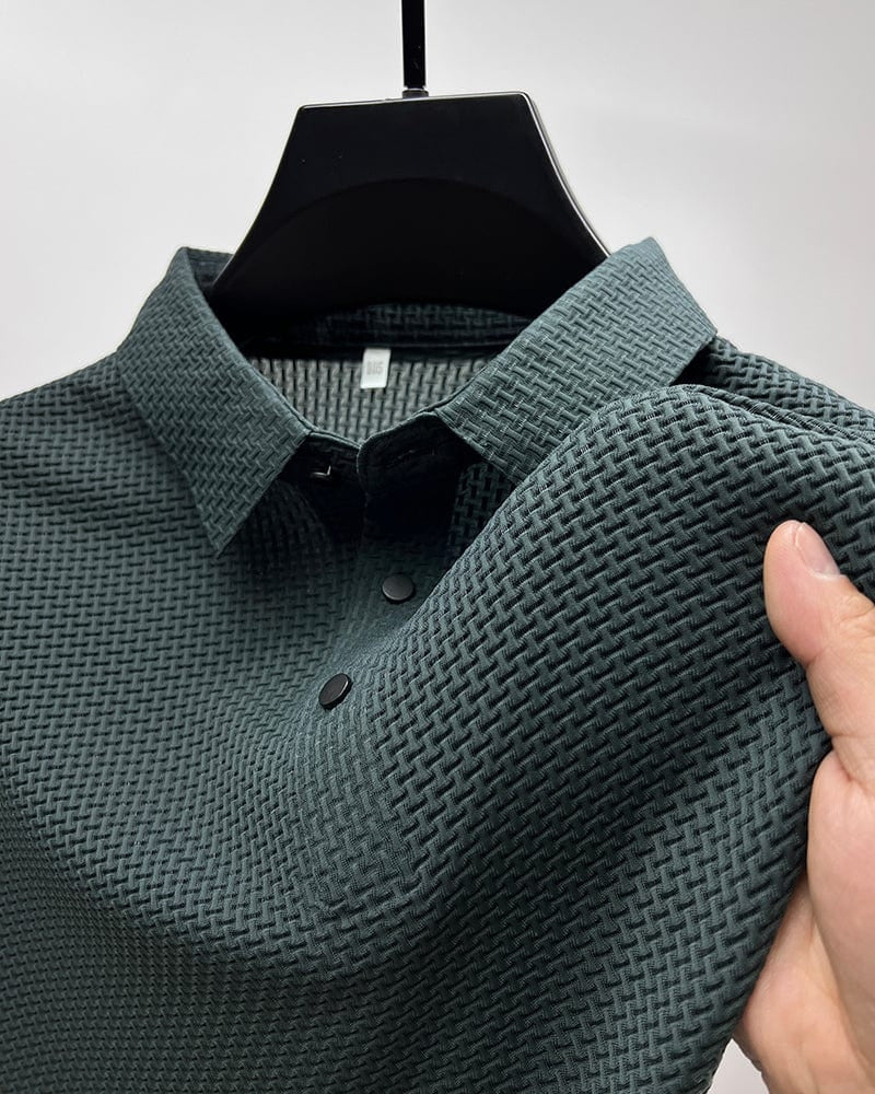 Bequemes texturiertes Stretch-Poloshirt