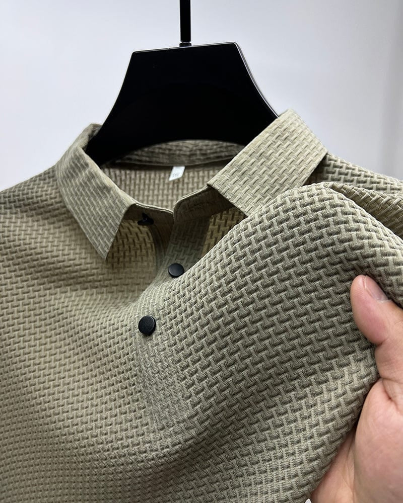 Bequemes texturiertes Stretch-Poloshirt