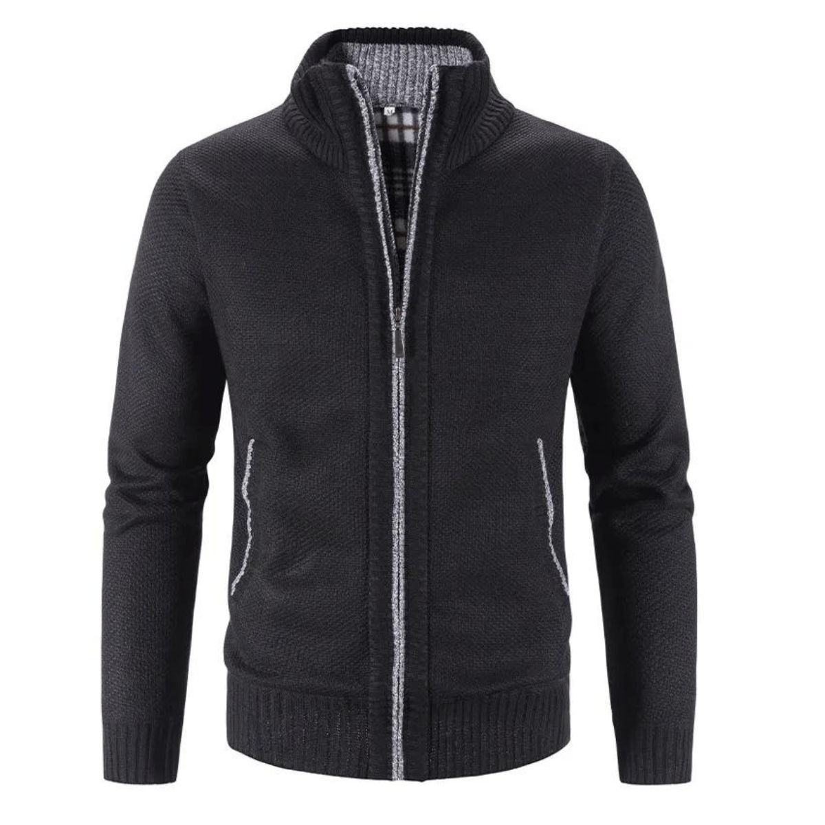Ethan Strickjacke mit hohem Kragen und Reißverschluss