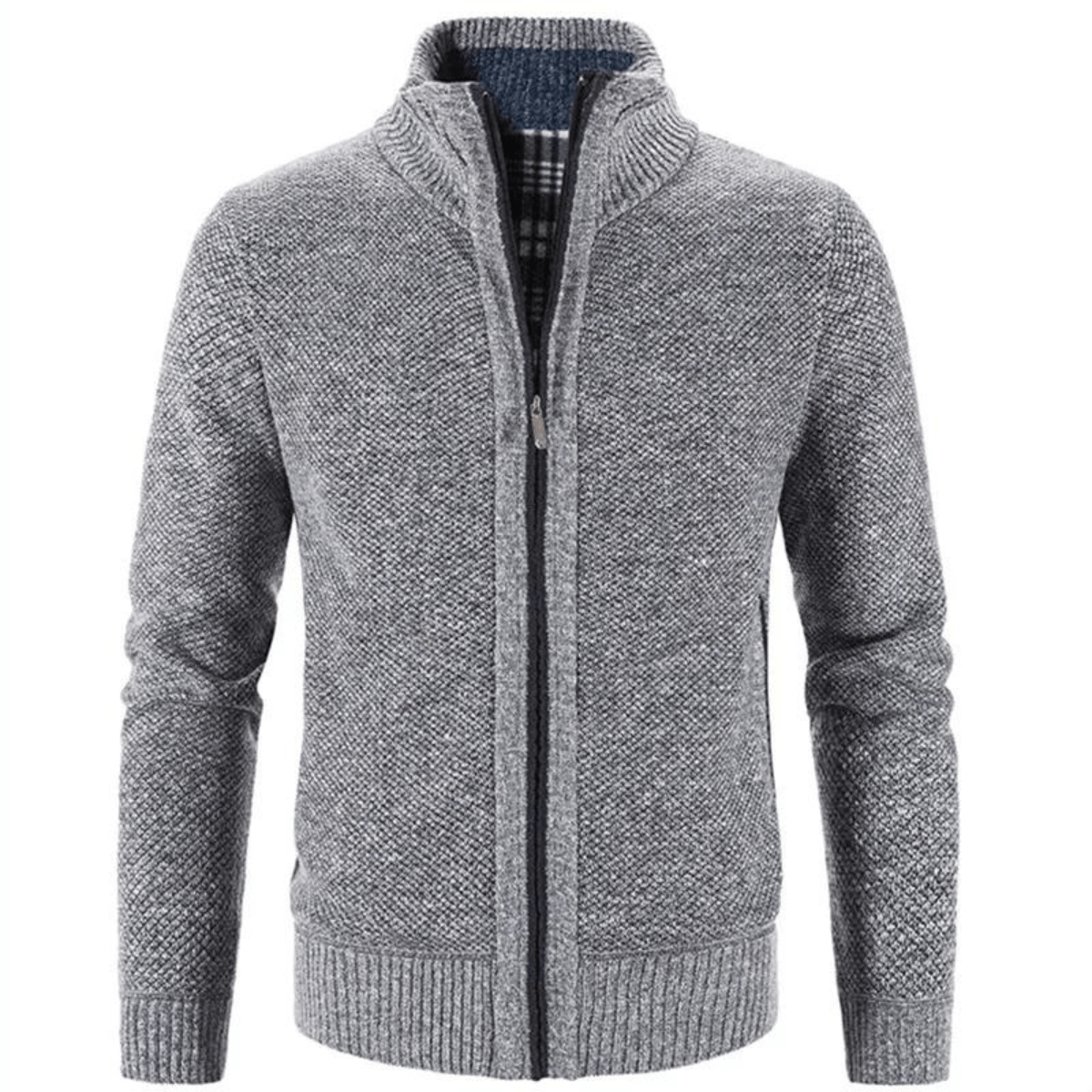 Ethan Strickjacke mit hohem Kragen und Reißverschluss