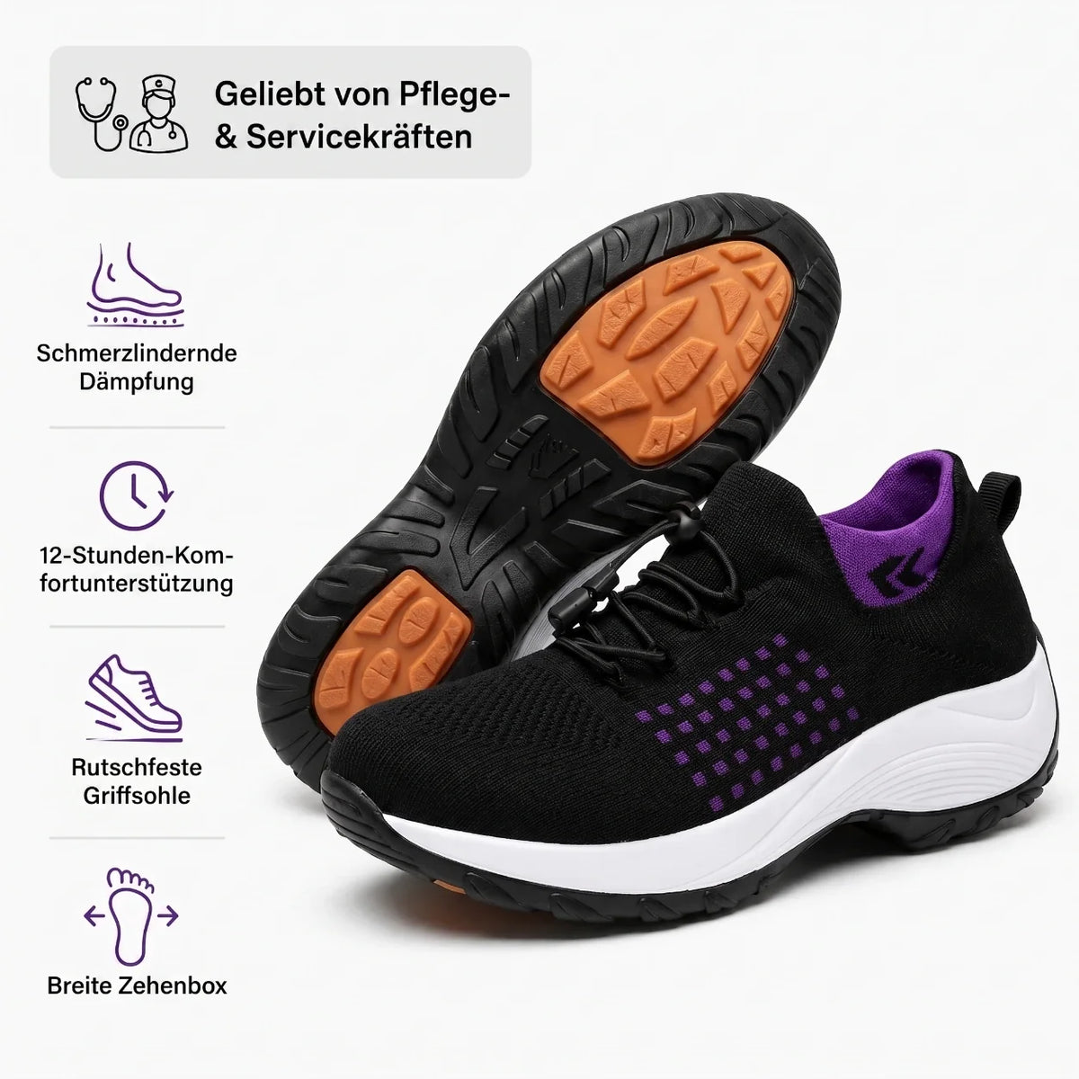 OrthoShift™ – 12-Stunden-Arbeitsschuhe zur Linderung von Fuß-, Knie- & Rückenschmerzen