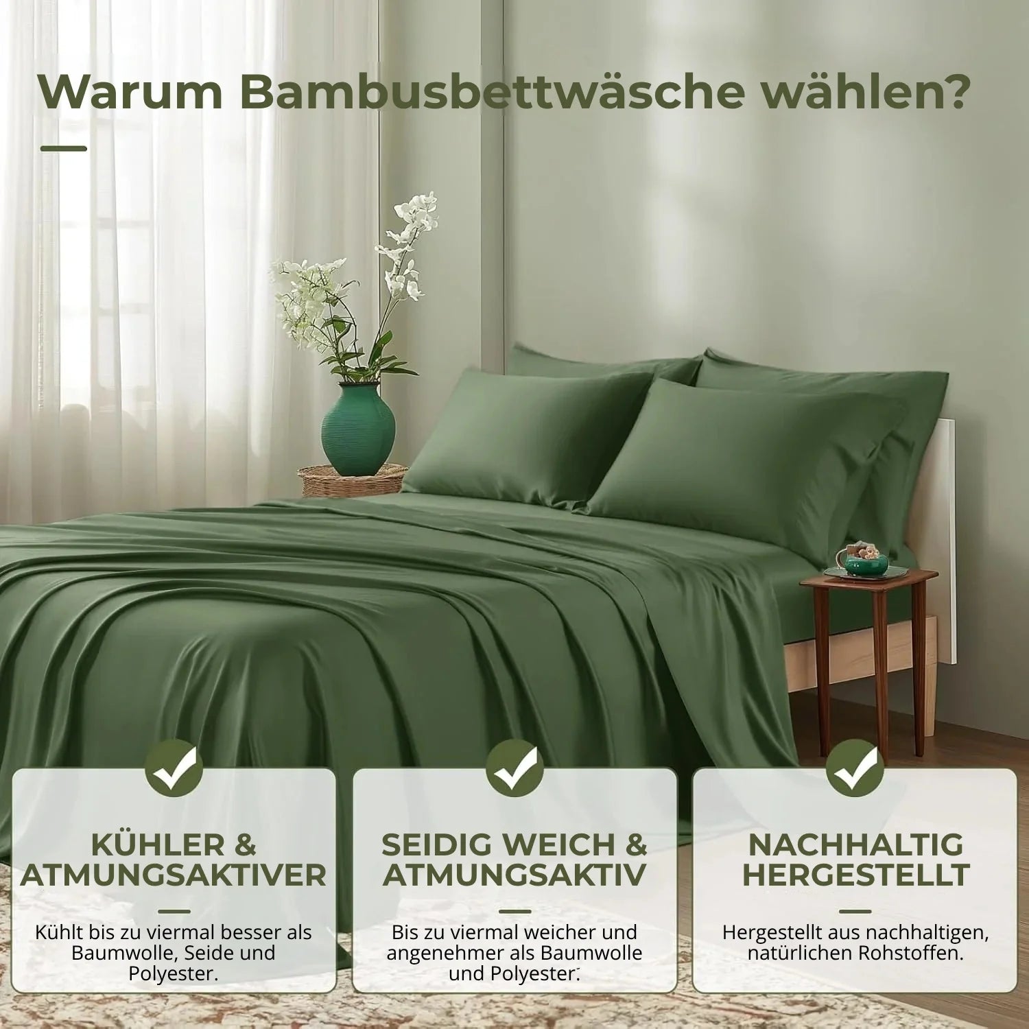 Bambus-Kühlbettwäsche-Set 4 Teile
