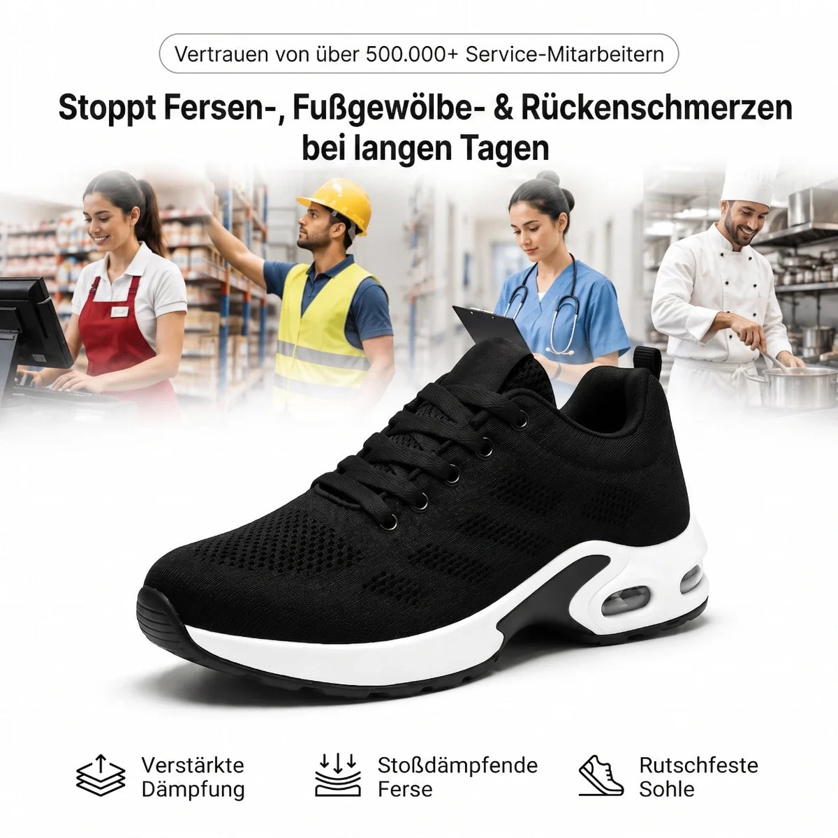 OrthoWalk™ – 12-Stunden-Arbeitsschuhe zur Linderung von Fuß-, Knie- & Rückenschmerzen