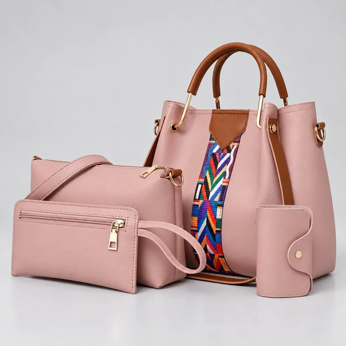 Allure | 4-teiliges Damen-Handtaschen-Set – Shopper, Umhängetasche, Geldbörse & Etui