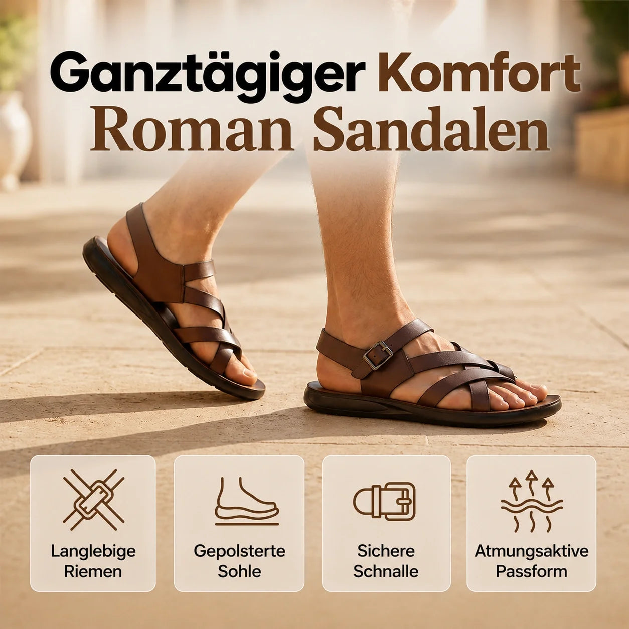 Roman | Herren Sandalen – Lässig, Weiche Sohle & Perfekt für den Strand