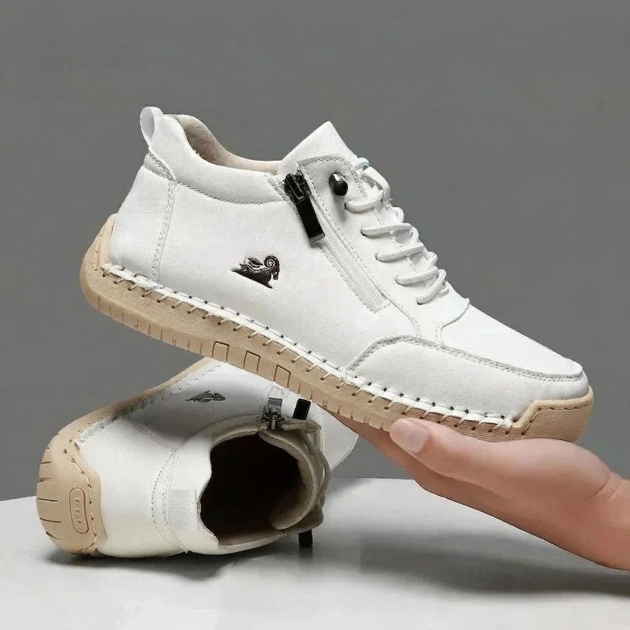 Bequeme Leder-Stiefeletten mit Reißverschluss – Mavie