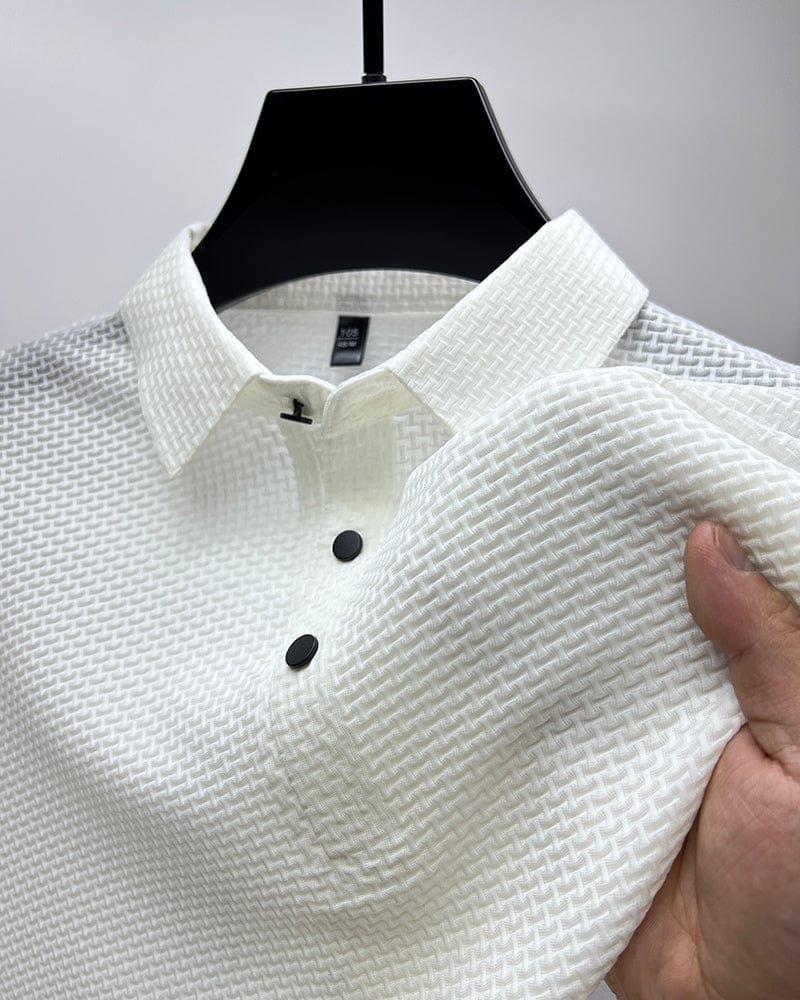Bequemes texturiertes Stretch-Poloshirt