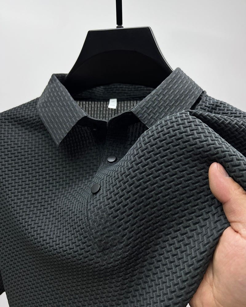 Bequemes texturiertes Stretch-Poloshirt