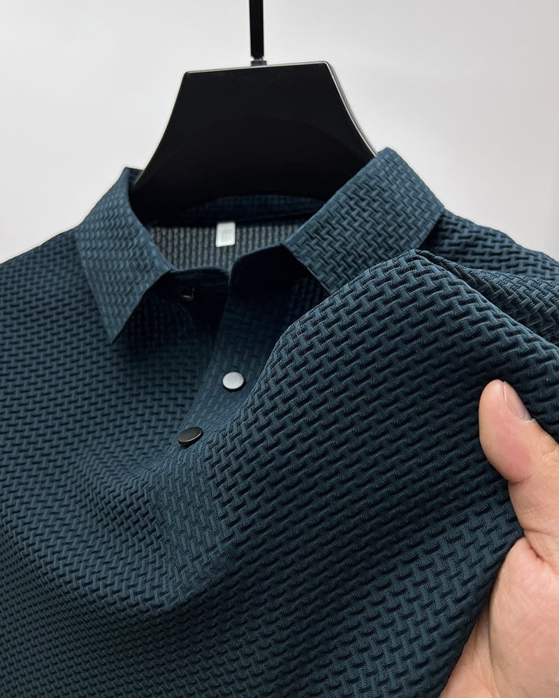 Bequemes texturiertes Stretch-Poloshirt