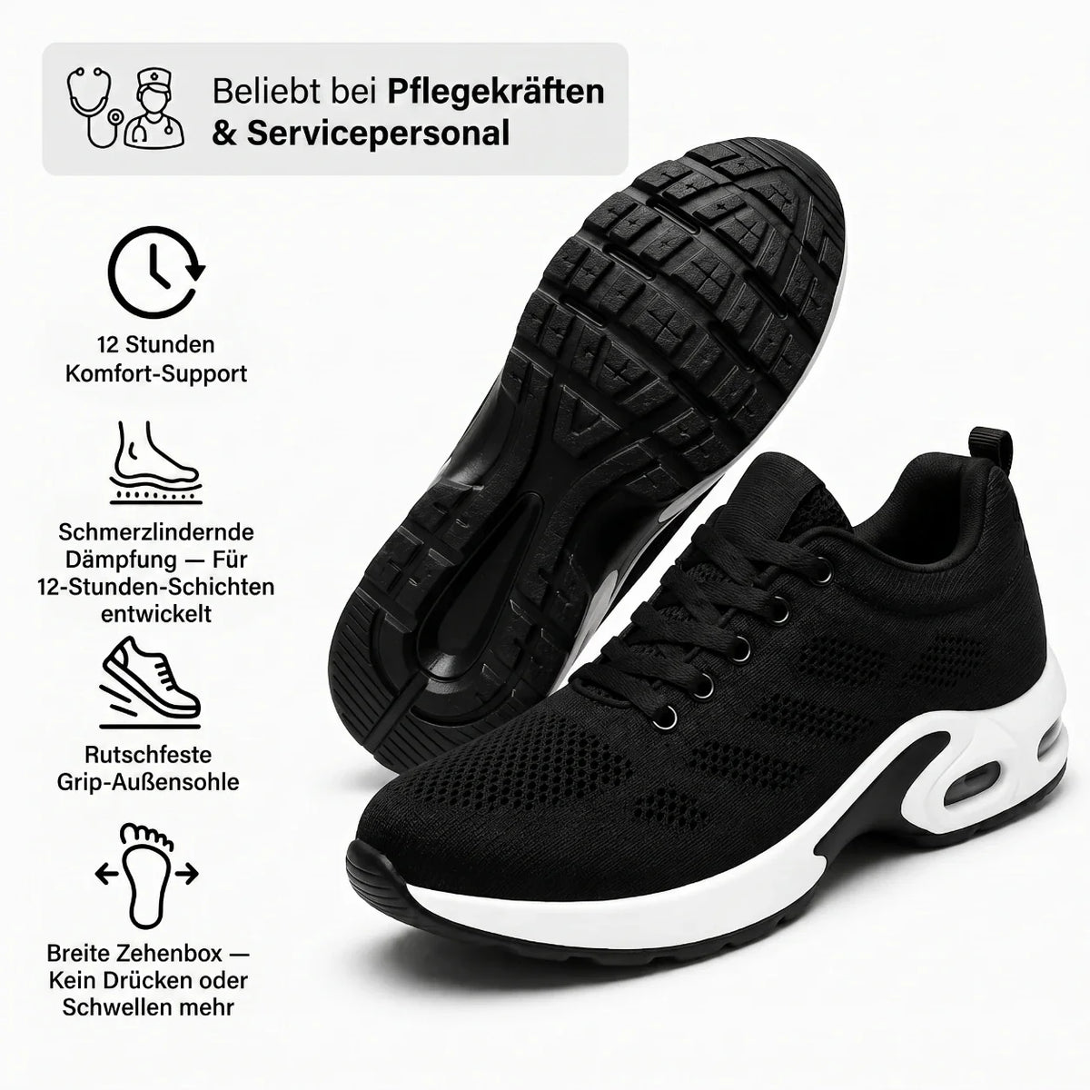 OrthoWalk™ – 12-Stunden-Arbeitsschuhe zur Linderung von Fuß-, Knie- & Rückenschmerzen